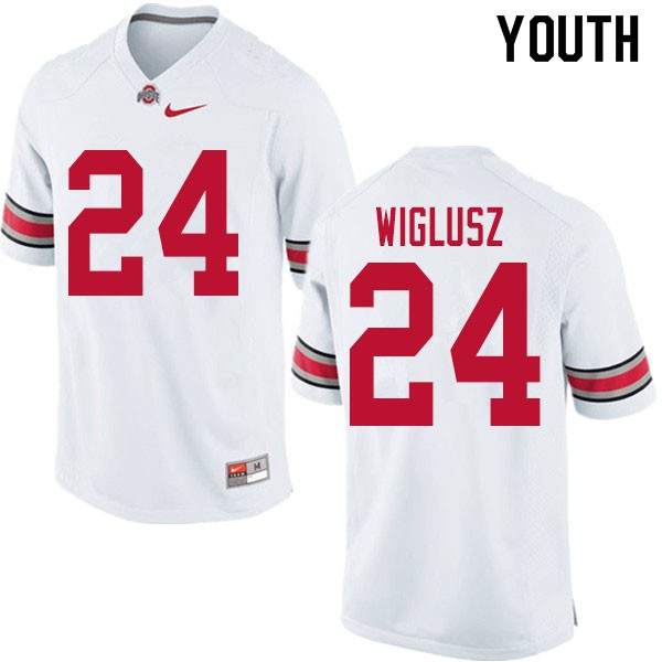 Ohio State Buckeyes #24 Sam Wiglusz Youth Official Jersey White OSU12348